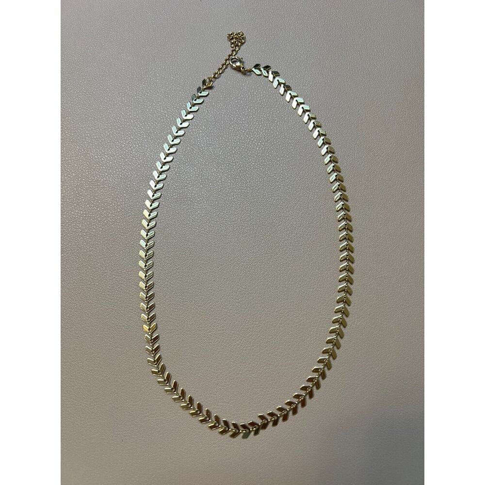 Gold Plated Stainless Steel PVD Coated Chevron Necklace 16" + 2" extender